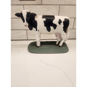 Vintage Hand Painted Cast Iron Cow Door Stopper/Paper Weight, Bookend‎ Folk Art